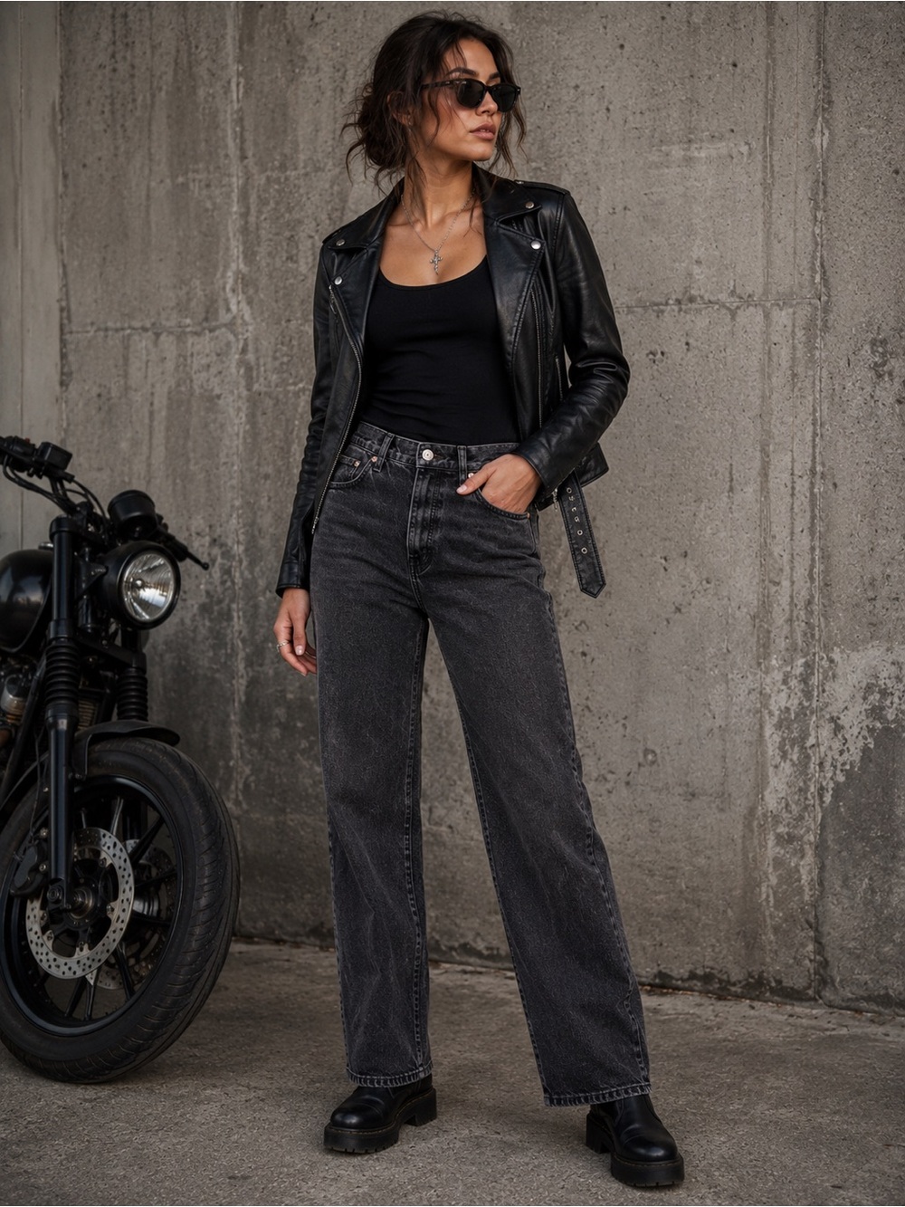 Boyish The Mikey Jeans High Rise Wide Leg Washed Black Vegan Sustainable Denim